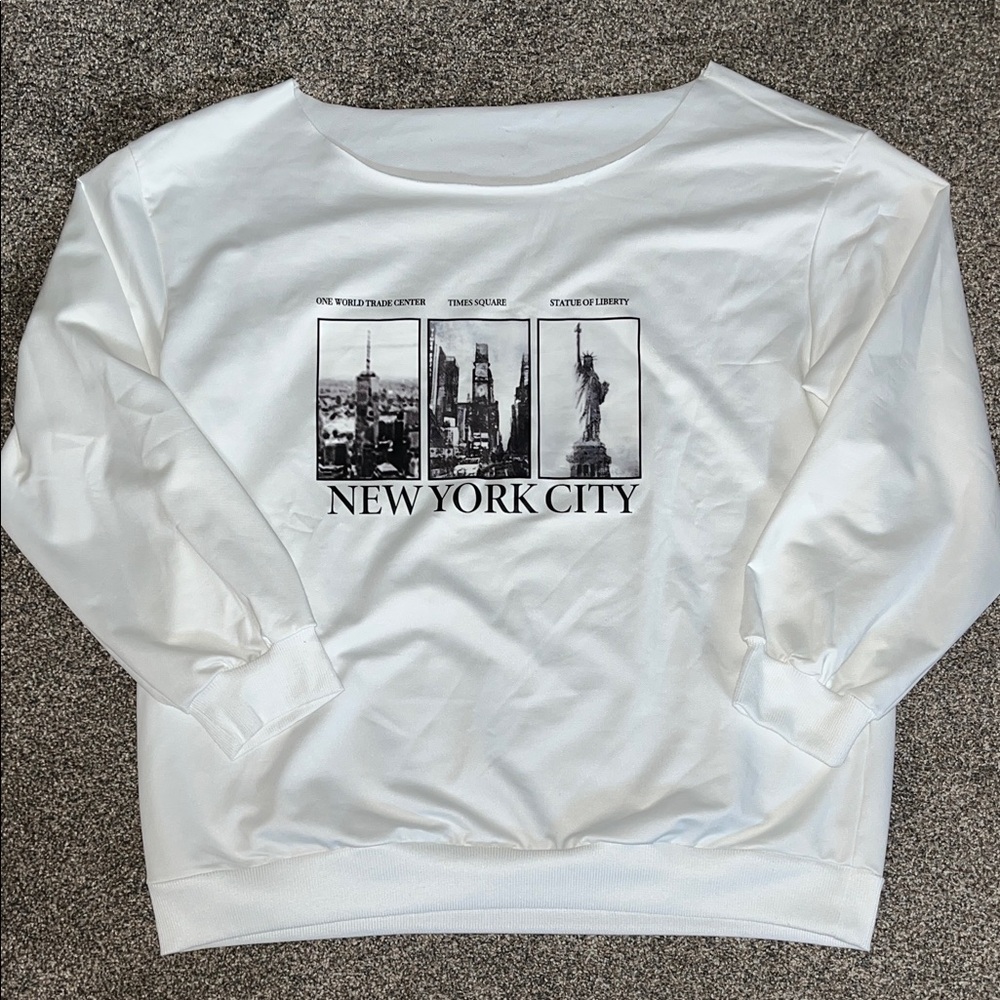 NYC White Graphic Sweatshirt for Women